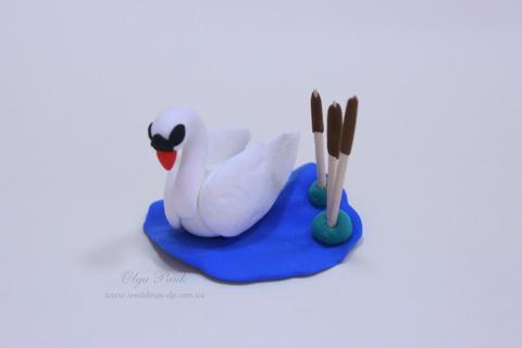 Лебедь из полимерной глины лепка для детей